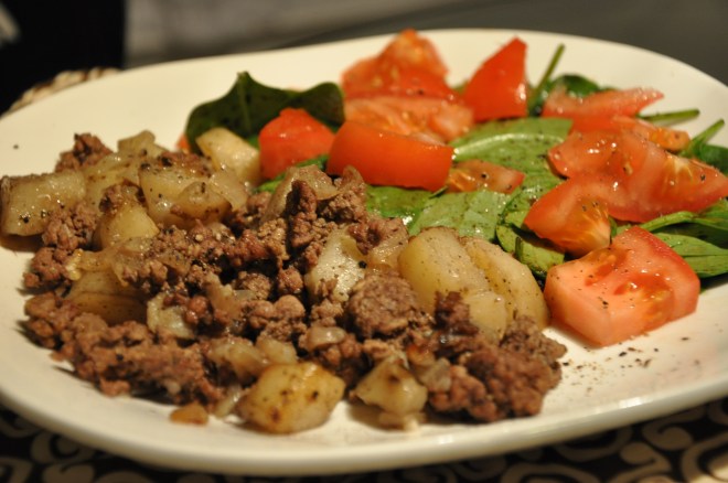 Hamburger Potato and Simple Salad